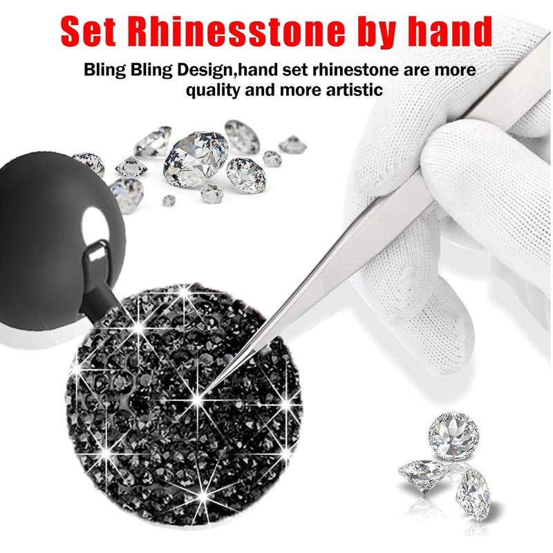 Zerikwon Bling Diamond Car Push Start Button Cover - Cute Accessories for Women Interior, Engine Starter Joystick Decor for Girls, Black - Image 2